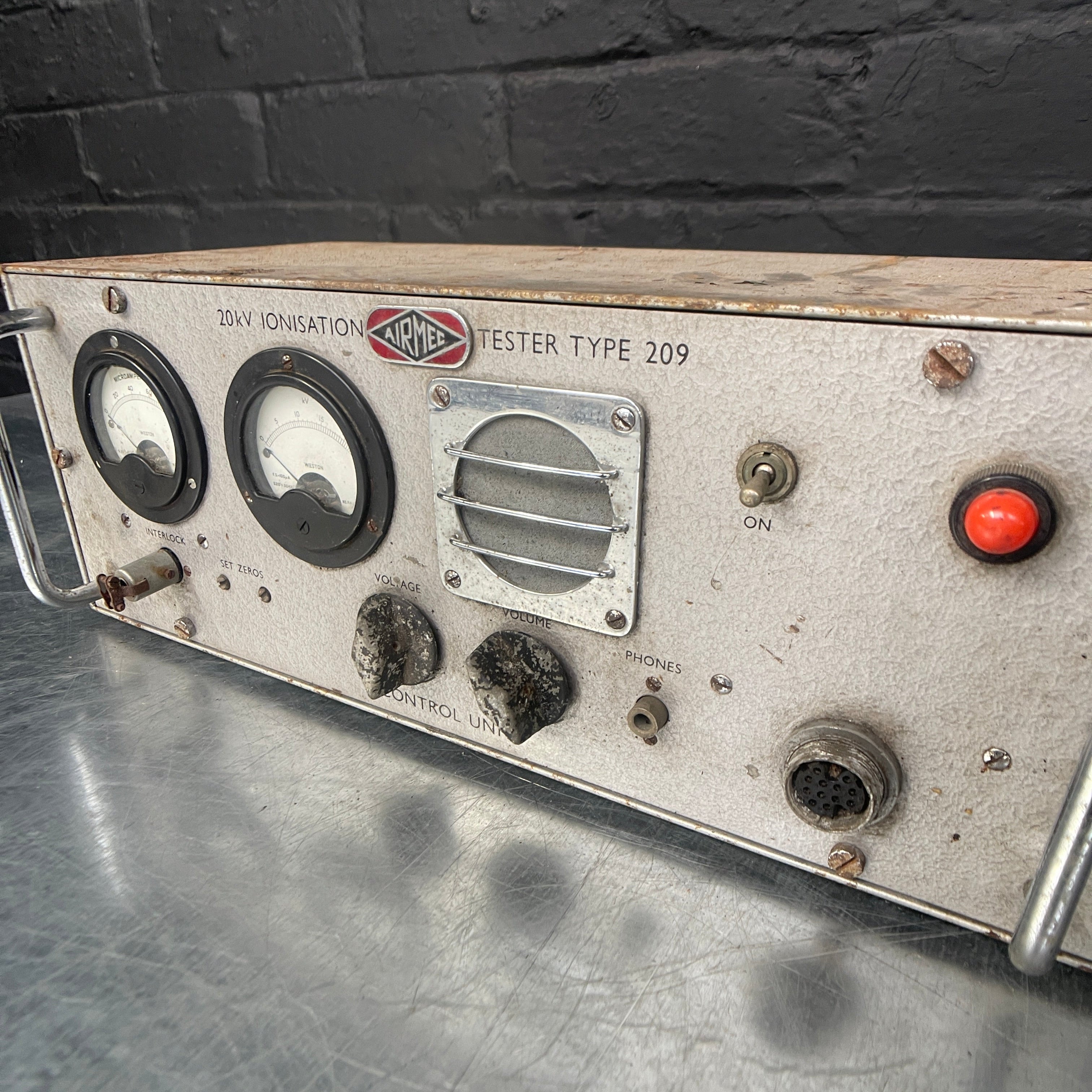 Industrial powerhouse props prop rental hire vintage movie film set dec ionisation tester Airmac electrical test kit equipment 6