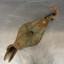 Industrial powerhouse props prop rental hire vintage movie film set dec large rusty blue pulley hook