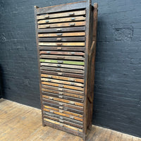 Industrial powerhouse props prop rental hire vintage movie film set dec letterpress printing cabinet drawers printing printers 1