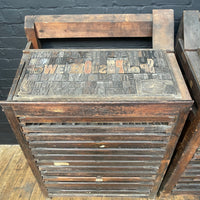 Industrial powerhouse props prop rental hire vintage movie film set dec letterpress printing cabinet drawers printing printers wooden 4