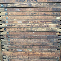 Industrial powerhouse props prop rental hire vintage movie film set dec letterpress printing cabinet drawers wood