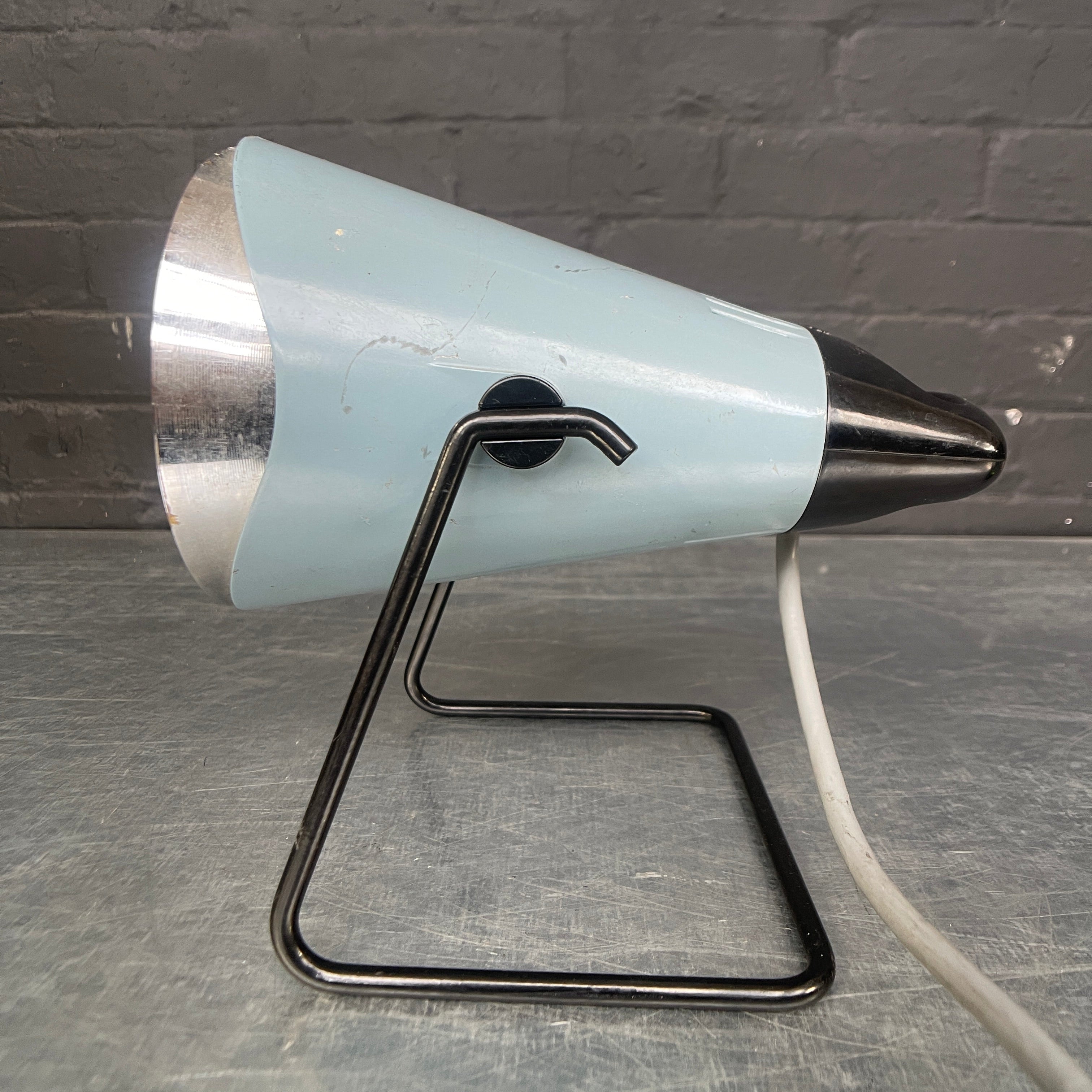 Industrial powerhouse props prop rental hire vintage movie film set dec light lighting blue desk table lamp philips black 1