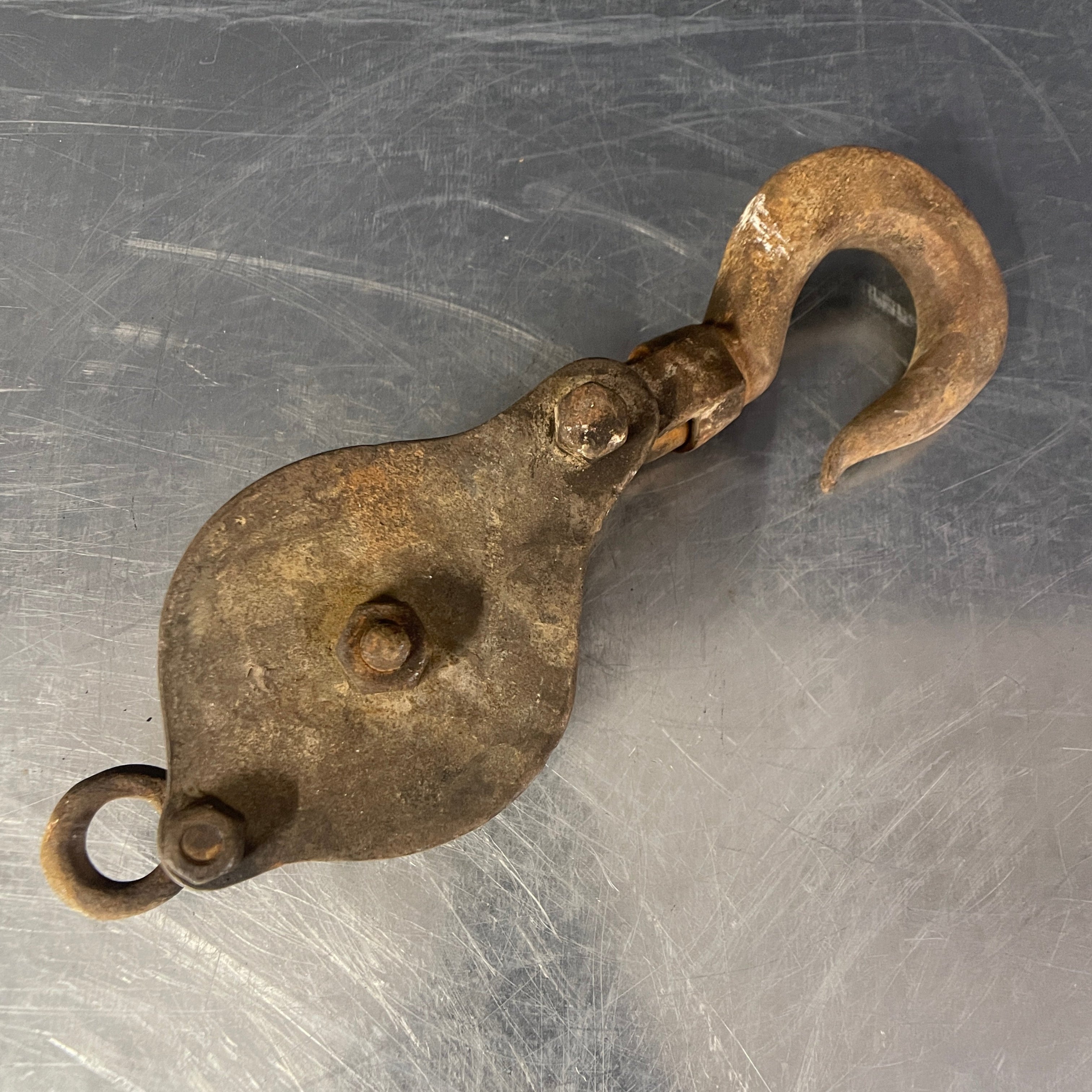 Industrial powerhouse props prop rental hire vintage movie film set dec pulley rusty hook