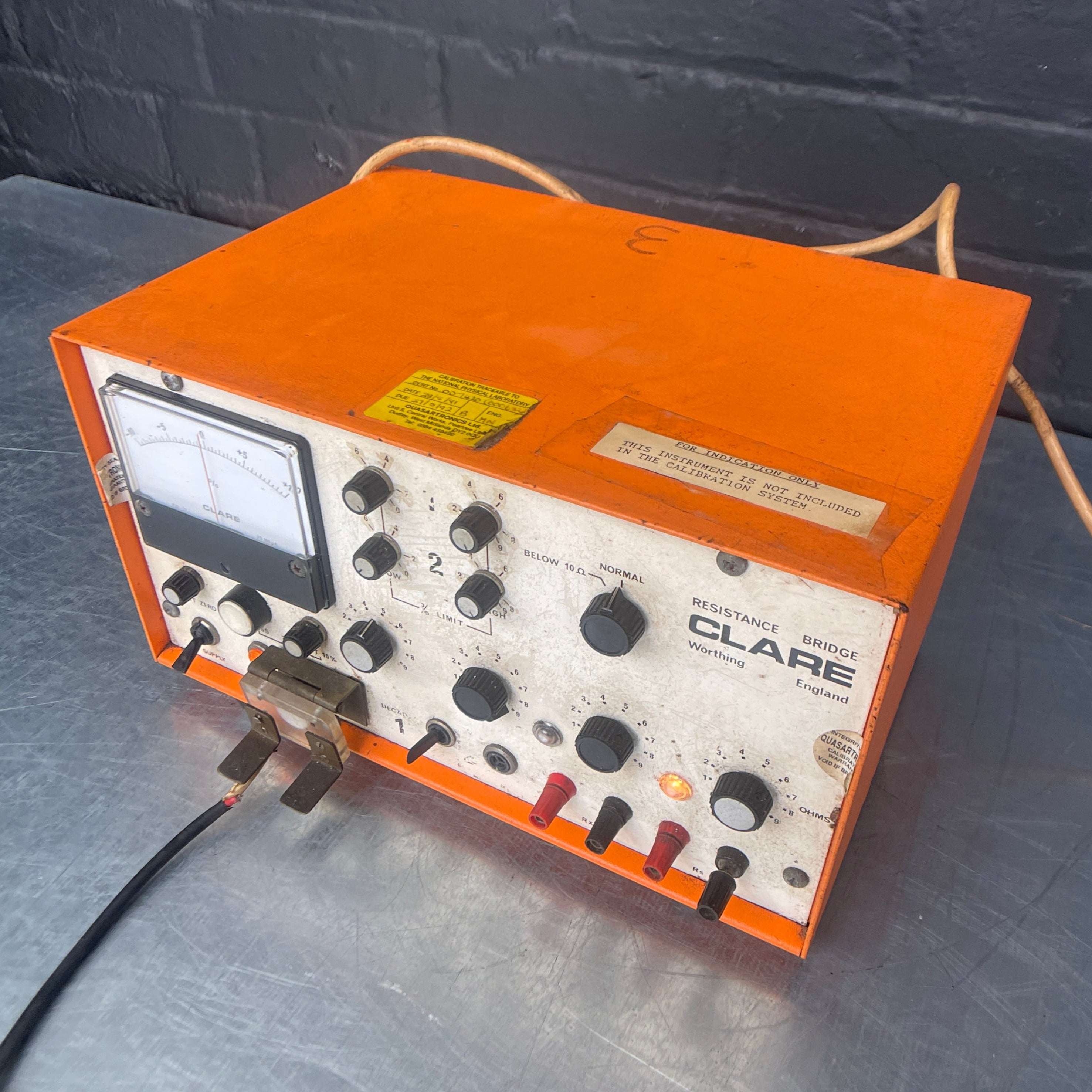 Industrial powerhouse props prop rental hire vintage movie film set dec resistance bridge tester scientific electrical orange