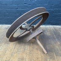 Industrial powerhouse props prop rental hire vintage movie film set dec rusty large machine wheel 1