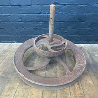 Industrial powerhouse props prop rental hire vintage movie film set dec rusty large machine wheel 2