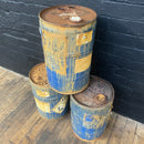 Industrial powerhouse props prop rental hire vintage movie film set dec small blue drums cans rusty