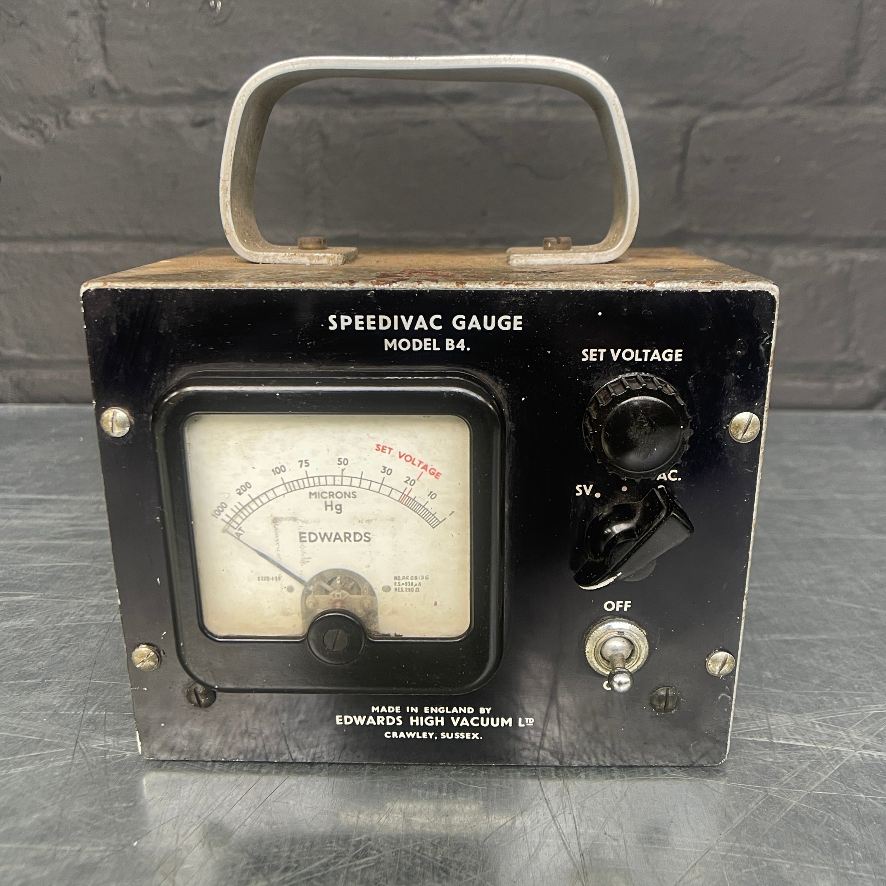 Industrial powerhouse props prop rental hire vintage movie film set dec speedivac gauge electrical scientific
