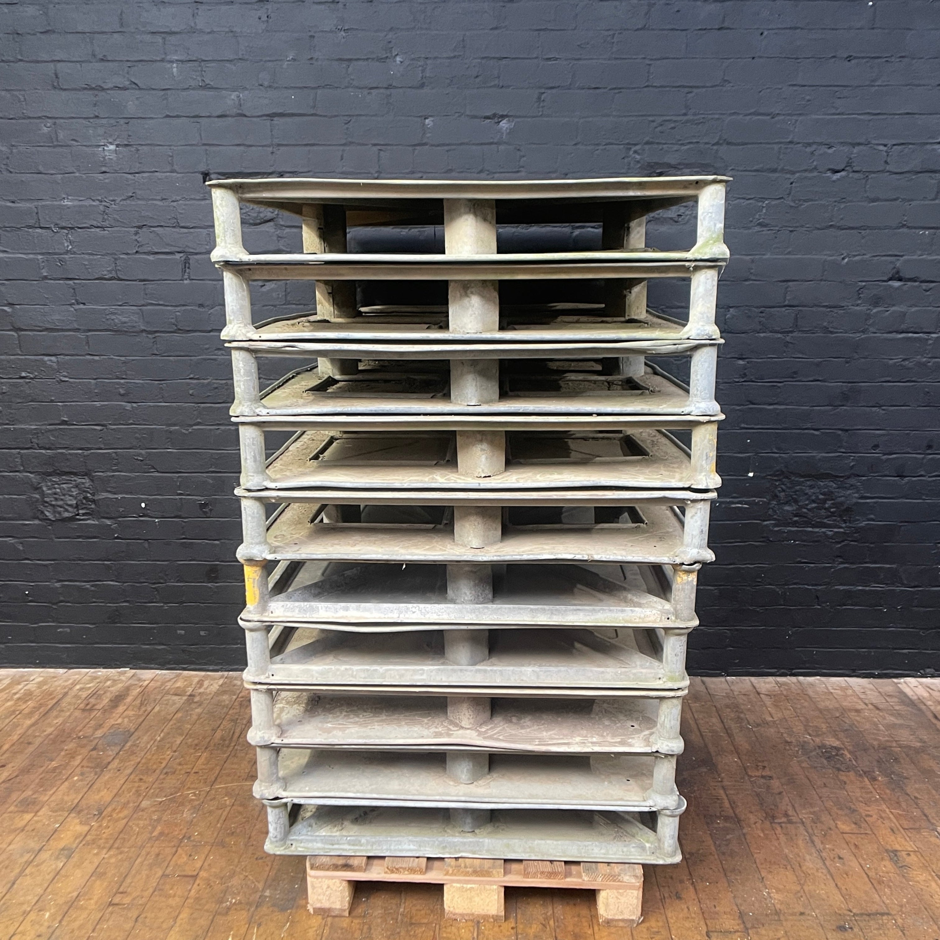 Industrial powerhouse props prop rental hire vintage movie film set dec steel metal US military pallets galvanised