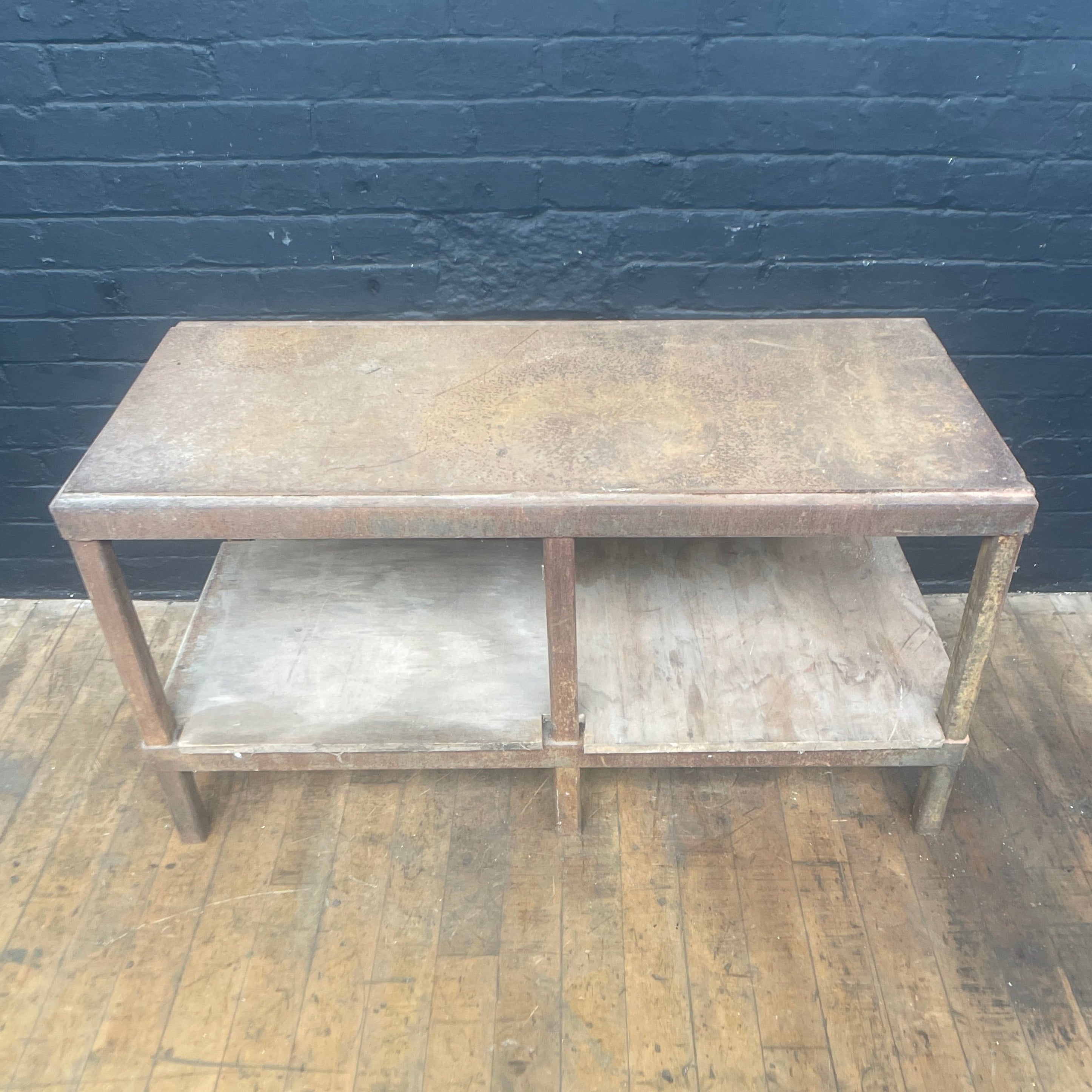 Industrial powerhouse props prop rental hire vintage movie film set dec steel workbench table engineers workstation desk heavy duty  1