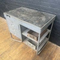 Industrial powerhouse props prop rental hire vintage movie film set dec steel workbench table engineers workstation desk heavy duty 9