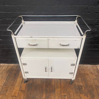 Industrial powerhouse props prop rental hire vintage movie film set dec white medical trolley cabinet drawers doors 1
