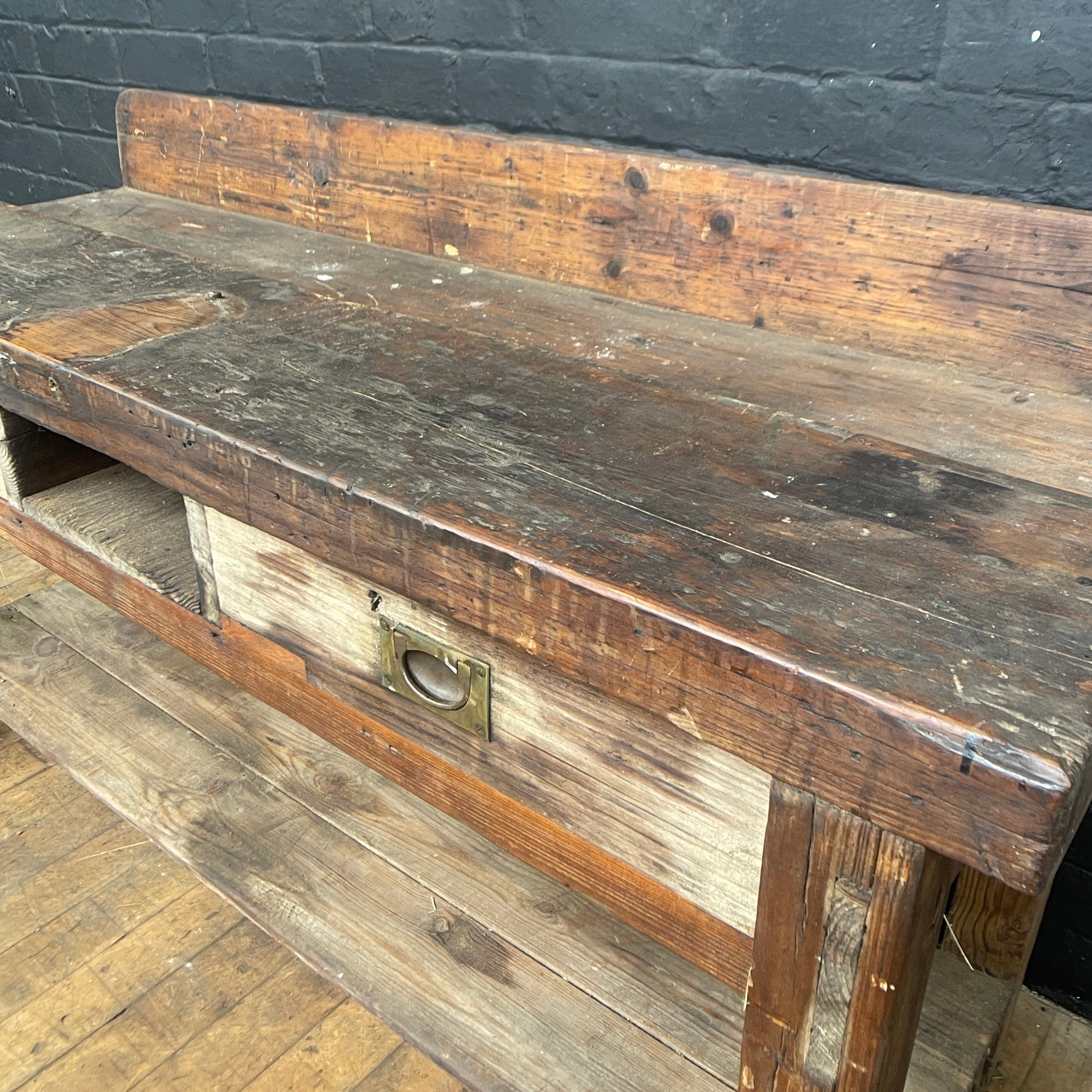 Industrial powerhouse props prop rental hire vintage movie film set dec workbench engineers table wooden 3