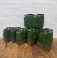 Powerhouse props industrial green NATO gerry can fuel container holders rental hire
