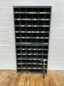Powerhouse props industrial green shelves shelving rental hire pigeon holes