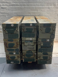 Powerhouse props vintage industrial ammo crates WW2 metal boxes world war two rental hire movie film