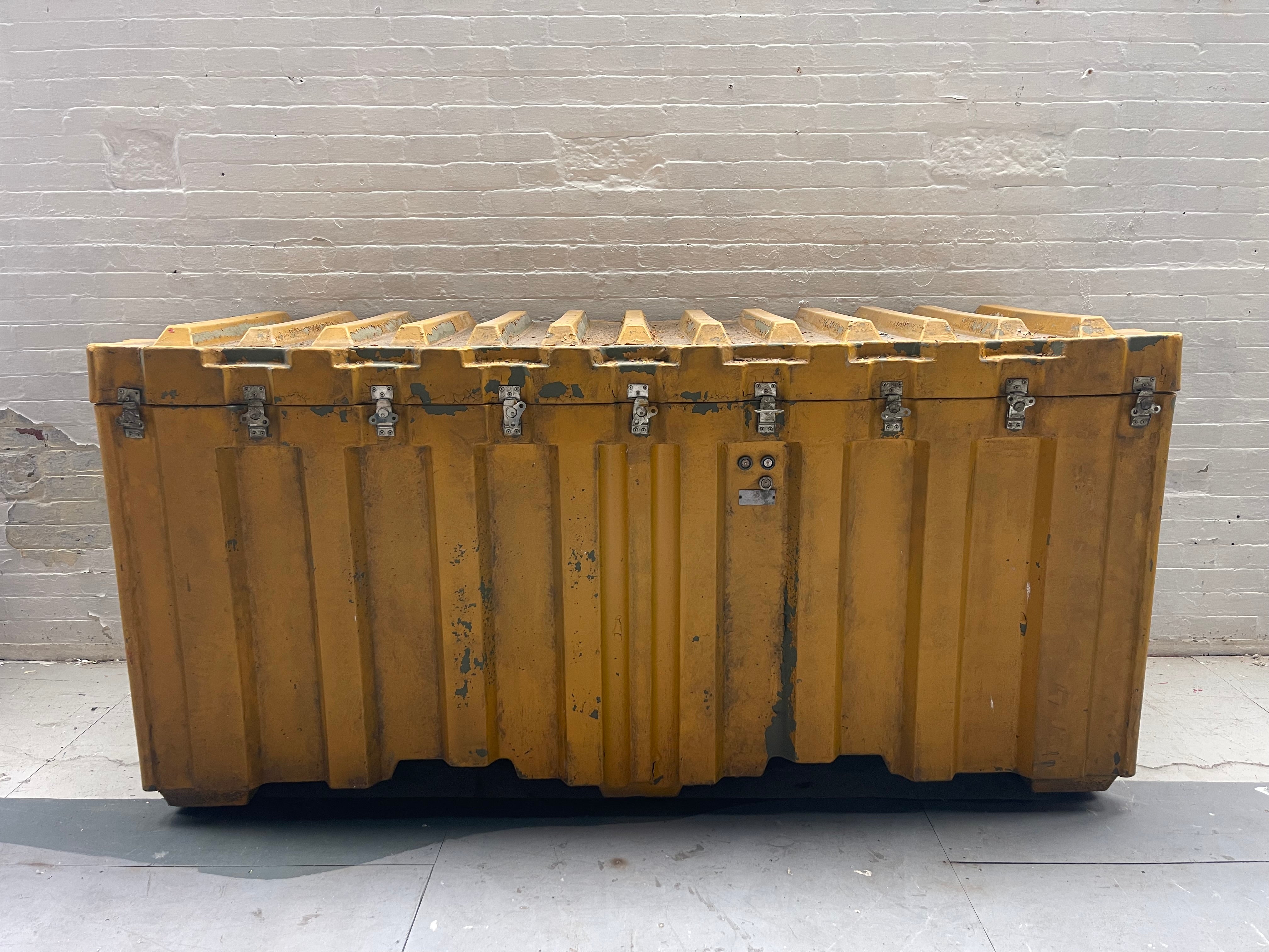 Powerhouse props vintage industrial prop ammo case crate box large yellow lid container rental hire