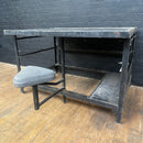 Workbench with fold out stool engineers Industrial powerhouse props prop rental hire vintage movie film set dec 3