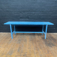 blue bench seat seating Industrial powerhouse props prop rental hire vintage movie film set dec