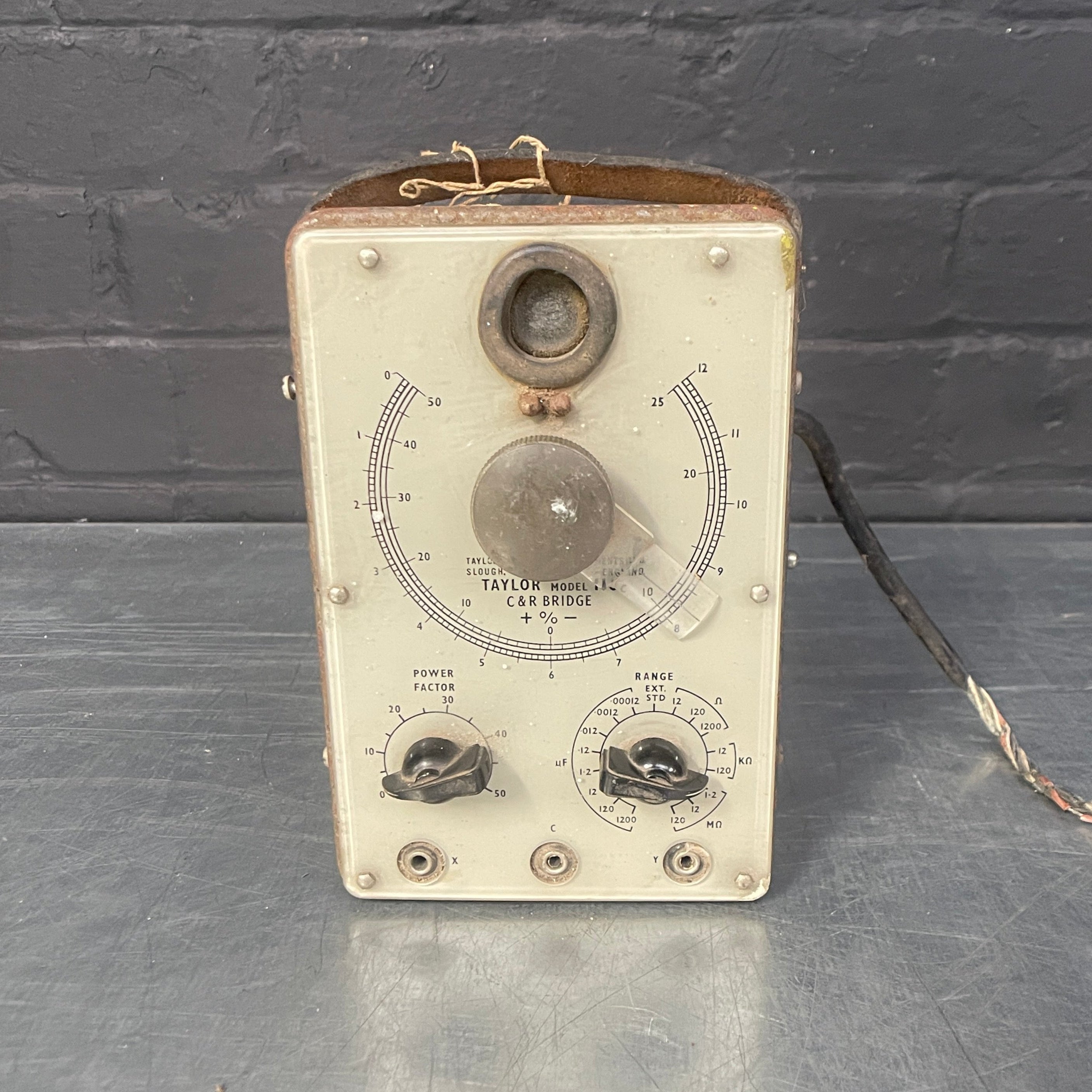 bridge tester electrical cream Industrial powerhouse props prop rental hire vintage movie film set dec