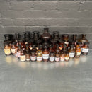 brown old vintage apothecary bottles chemist Industrial powerhouse props prop rental hire vintage movie film set dec