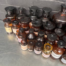 brown old vintage apothecary bottles chemist Industrial powerhouse props prop rental hire vintage movie film set dec 2