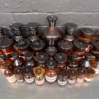 brown old vintage apothecary bottles chemist Industrial powerhouse props prop rental hire vintage movie film set dec 3