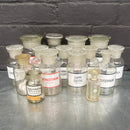 clear old vintage apothecary bottles chemist Industrial powerhouse props prop rental hire vintage movie film set dec