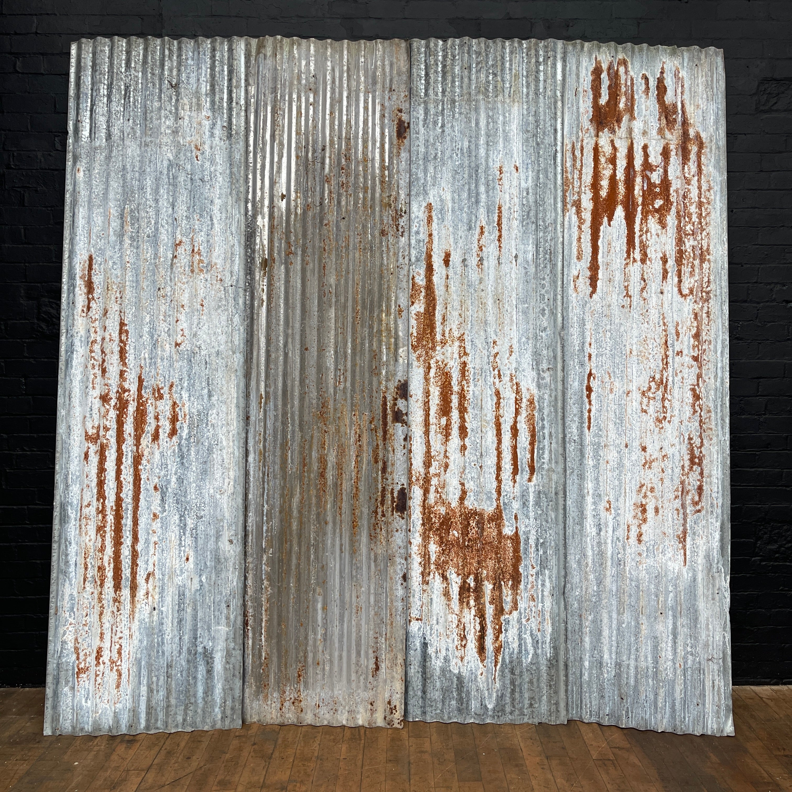 corrugated roofing sheet galvanised metal vintage scrap rusty agricultural cladding