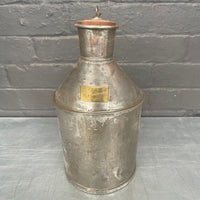 gallon jug tin oil can steel metal Industrial powerhouse props prop rental hire vintage movie film set dec 1