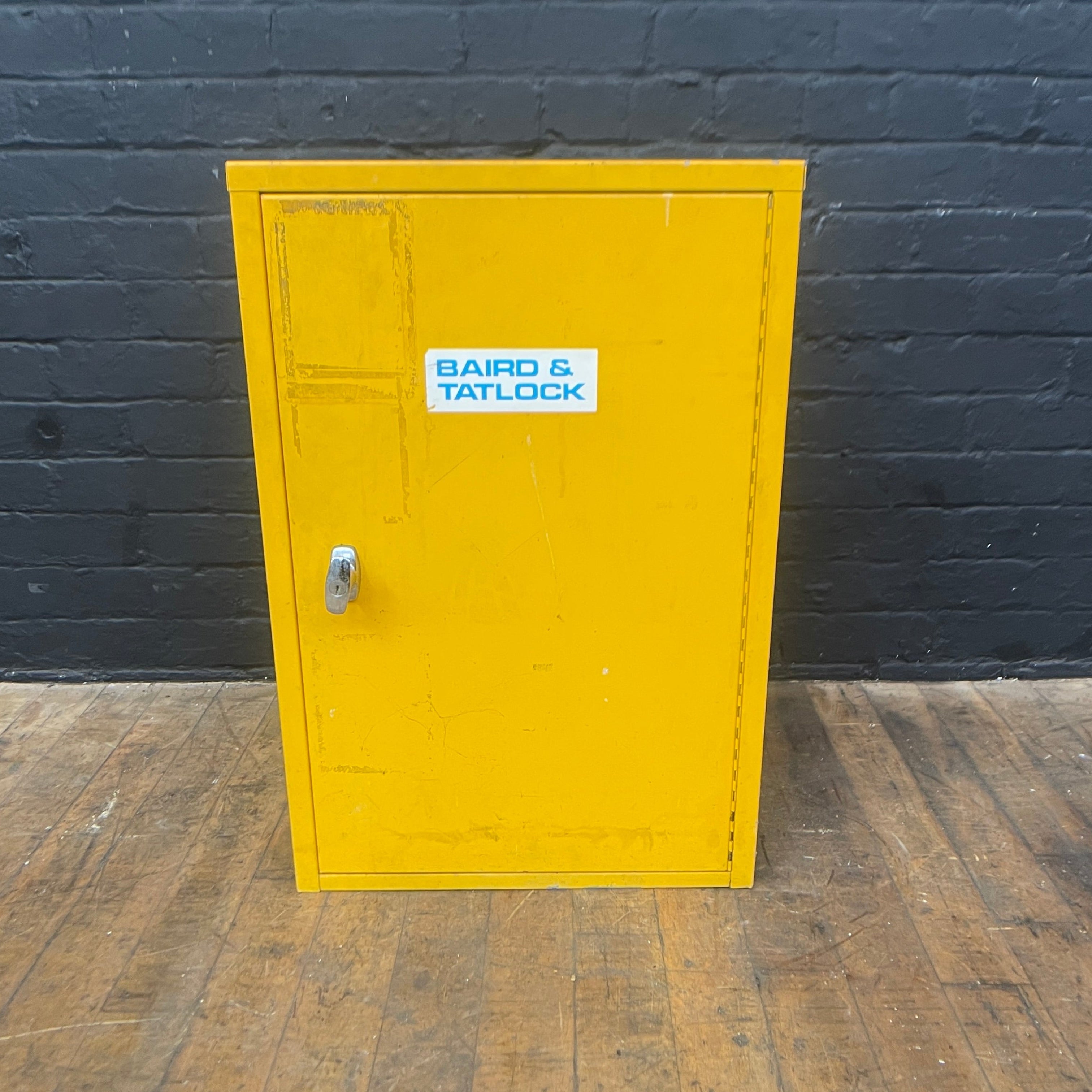 hazardous cabinet COSHH steel safety yellow Industrial powerhouse props prop rental hire vintage movie film set dec 2