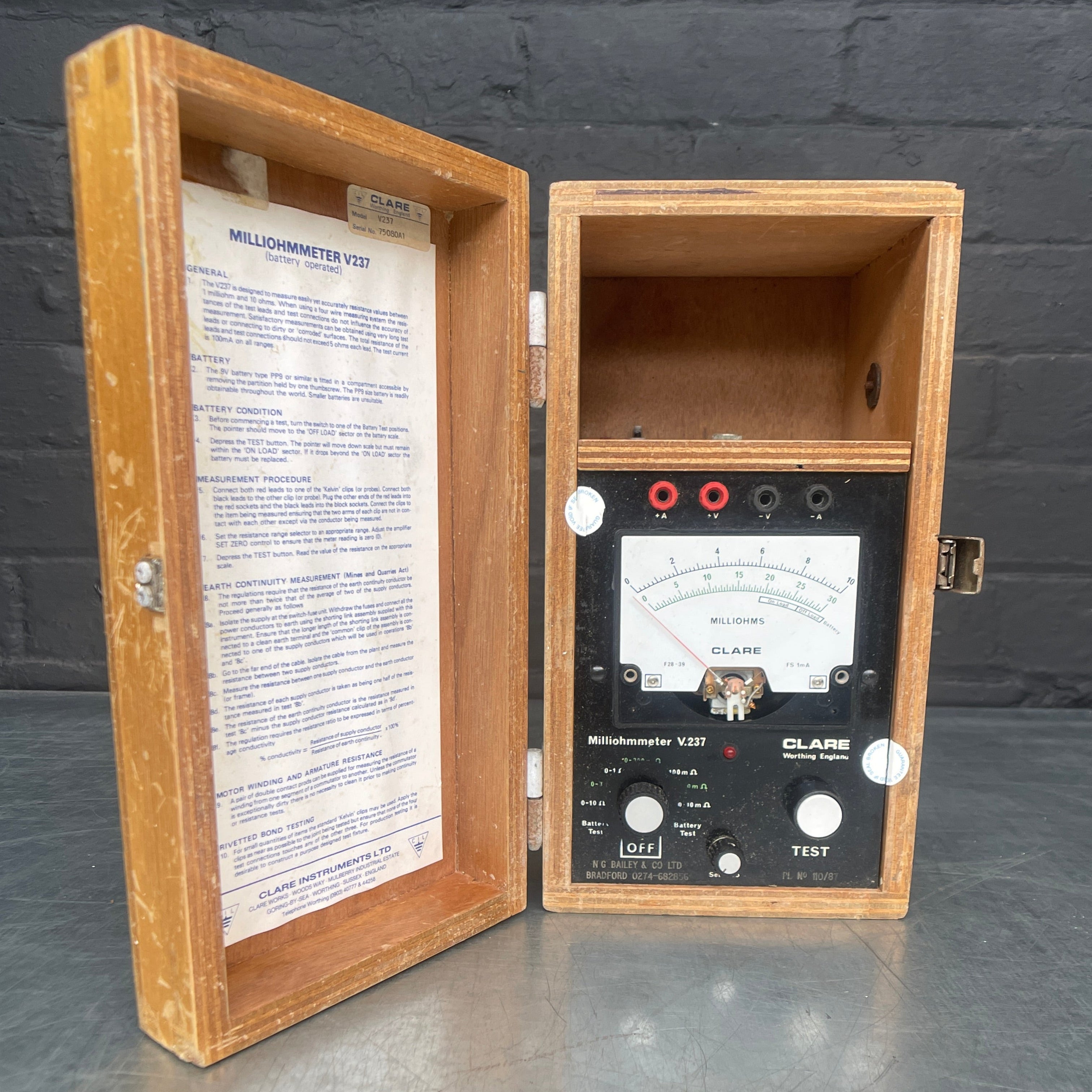 milliohmmeter meter tester electrical scientific Industrial powerhouse props prop rental hire vintage movie film set dec