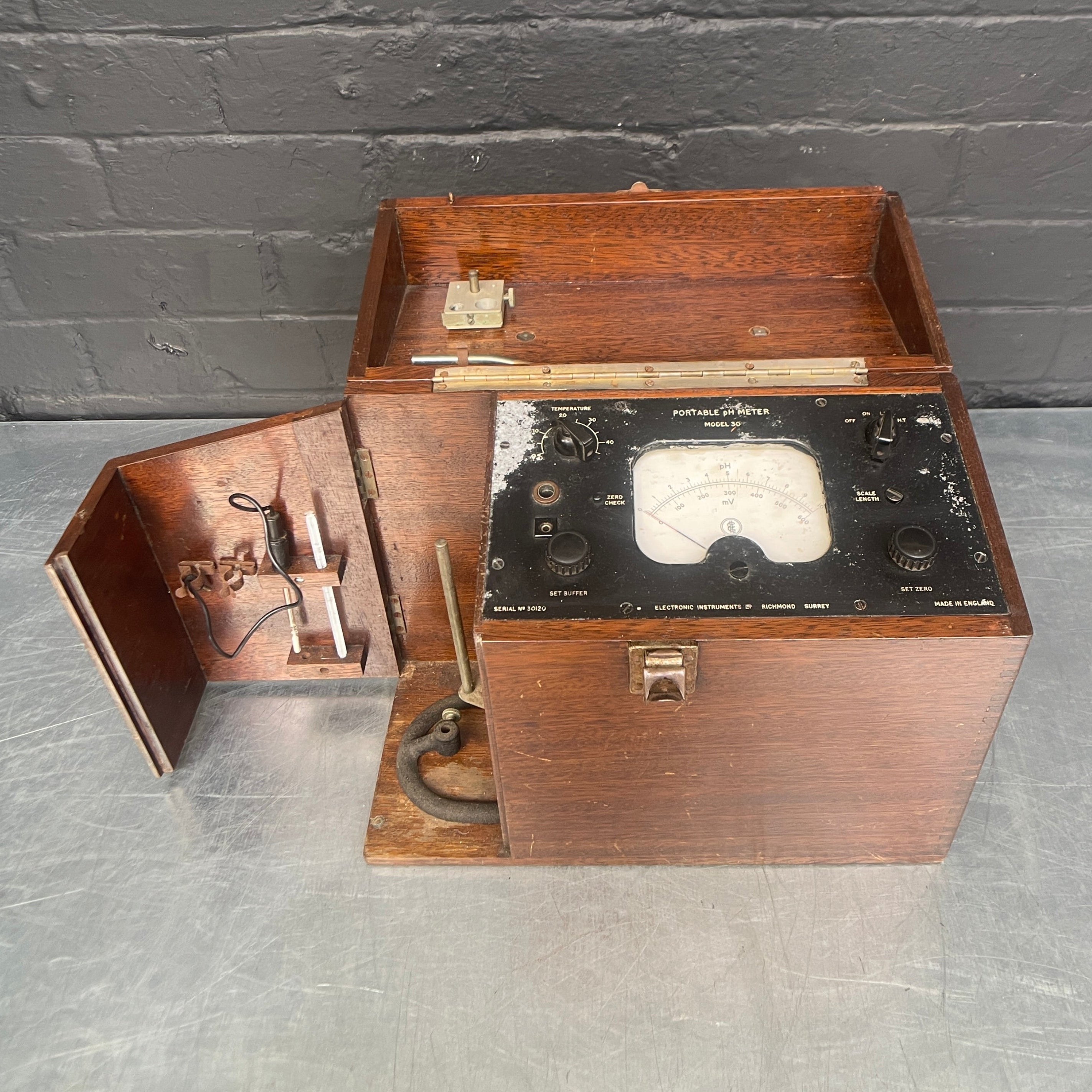 portable PH meter electrical scientific Industrial powerhouse props prop rental hire vintage movie film set dec