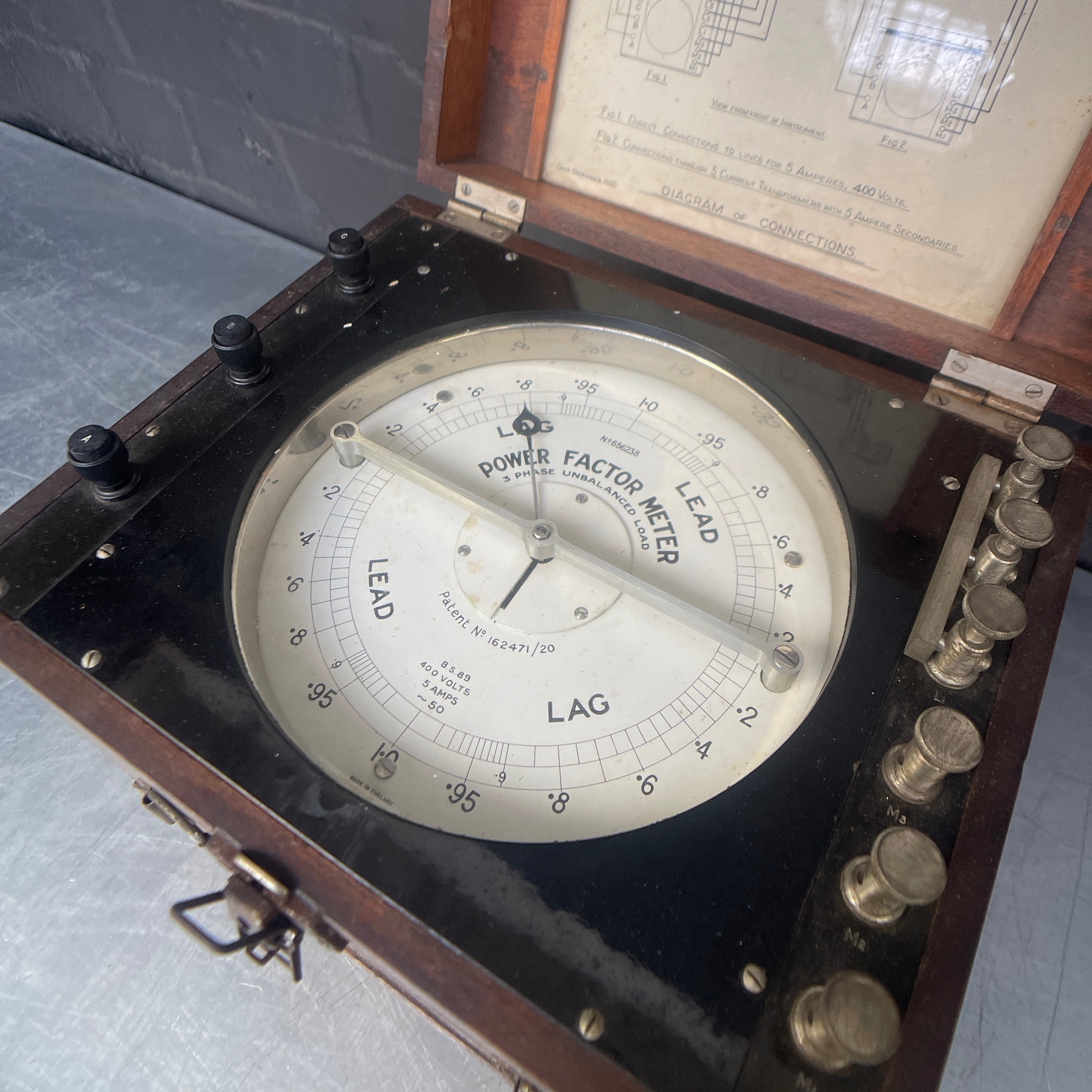 power factor meter electrical scientific Industrial powerhouse props prop rental hire vintage movie film set dec 1