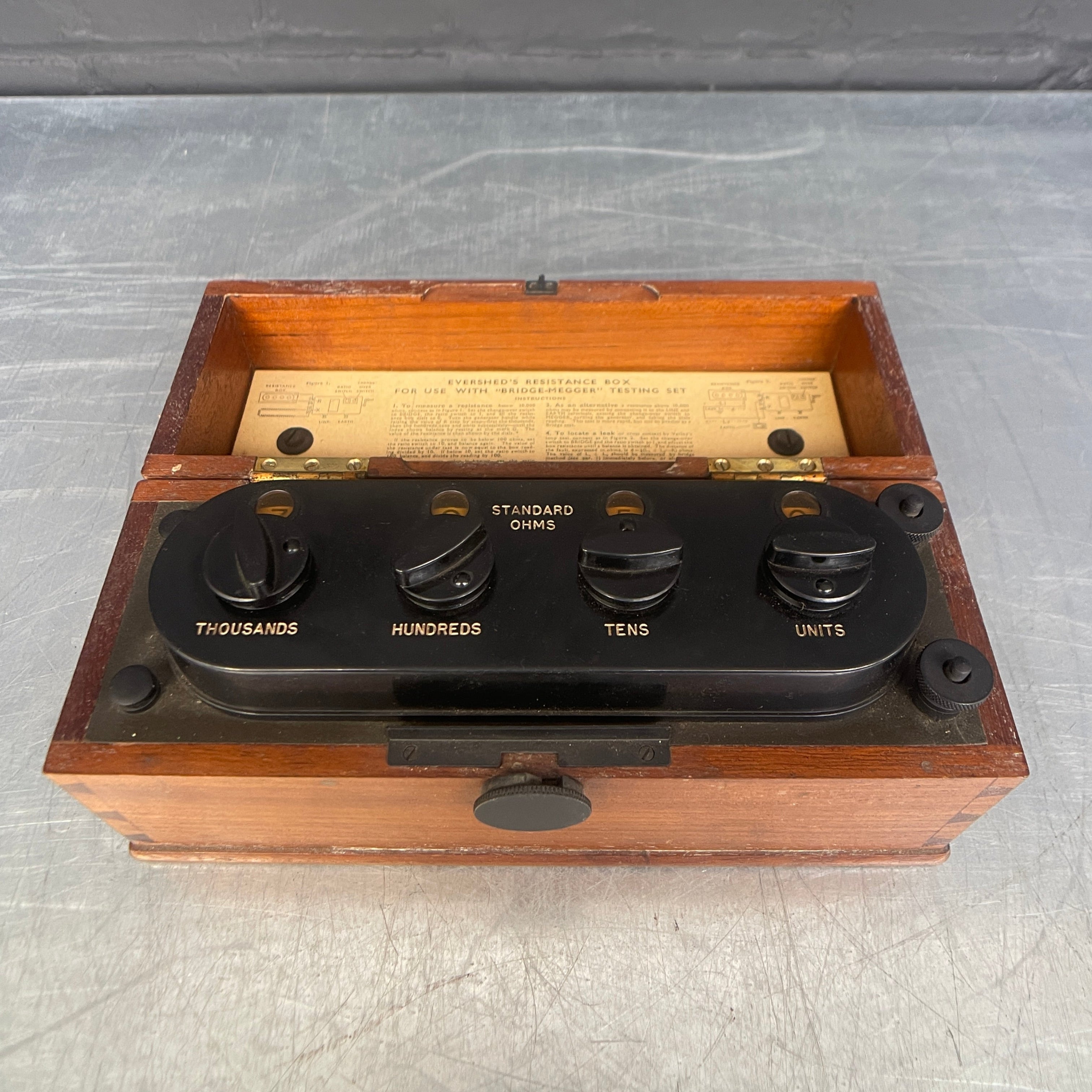 resistance megohms tester electrical scientific Industrial powerhouse props prop rental hire vintage movie film set dec