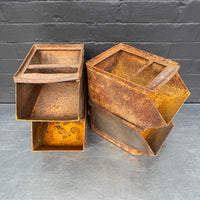 rusty engineers steel tubs tins tote bins Industrial powerhouse props prop rental hire vintage movie film set dec 1