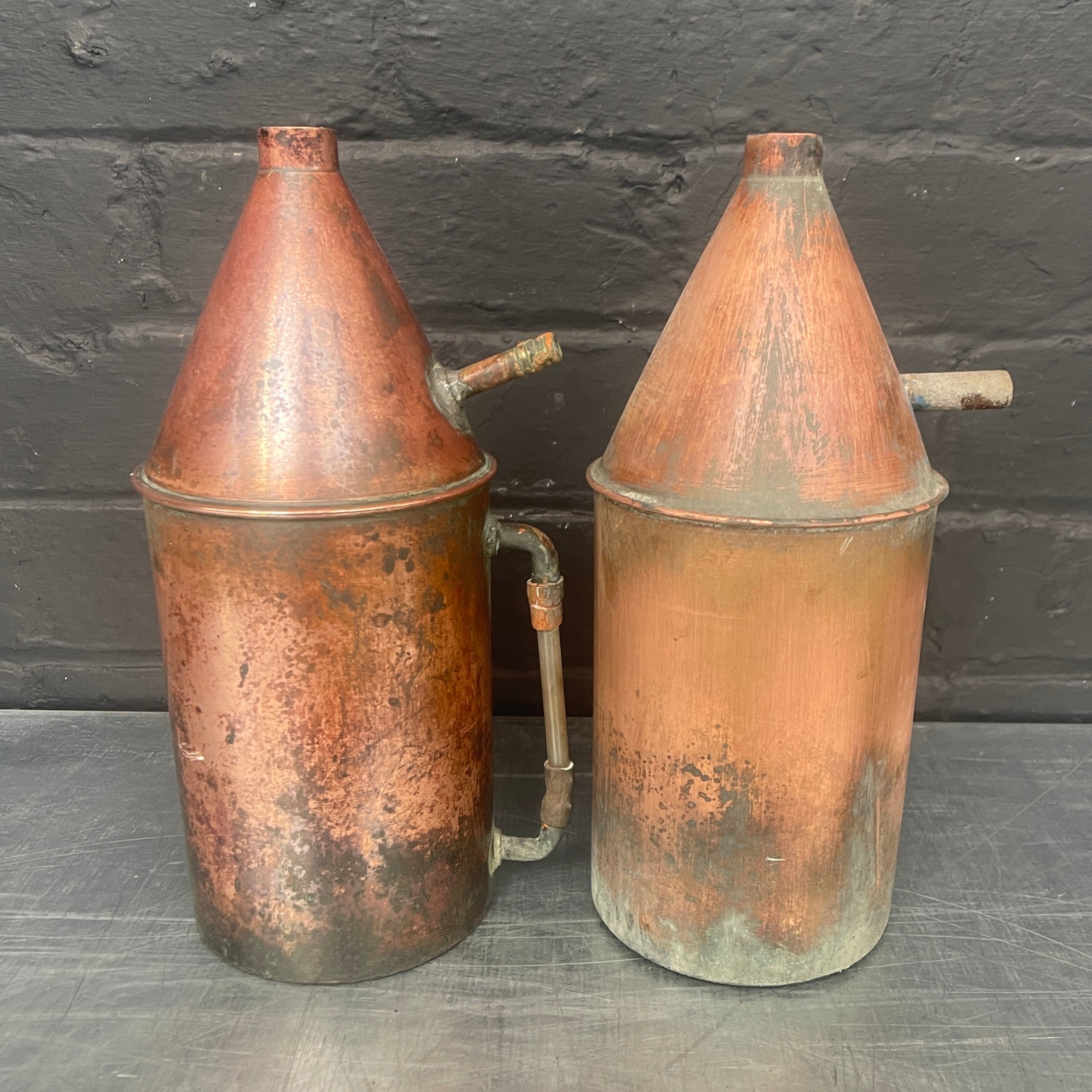 scientific copper can cans containers lab Industrial powerhouse props prop rental hire vintage movie film set dec

