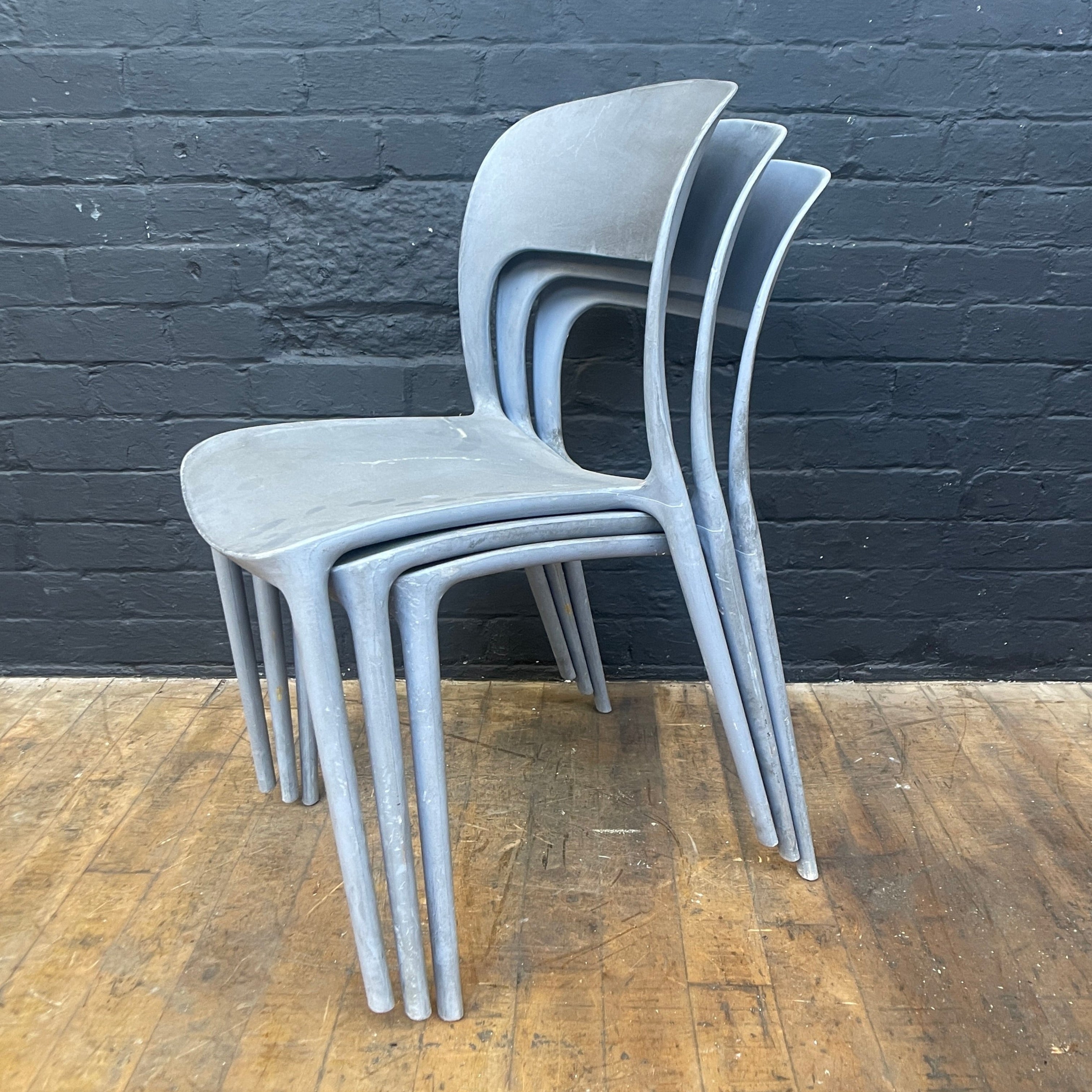 stackable plastic chairs grey Industrial powerhouse props prop rental hire vintage movie film set dec 2