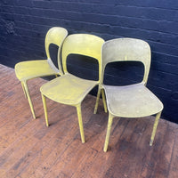 stackable plastic chairs yellow Industrial powerhouse props prop rental hire vintage movie film set dec 1