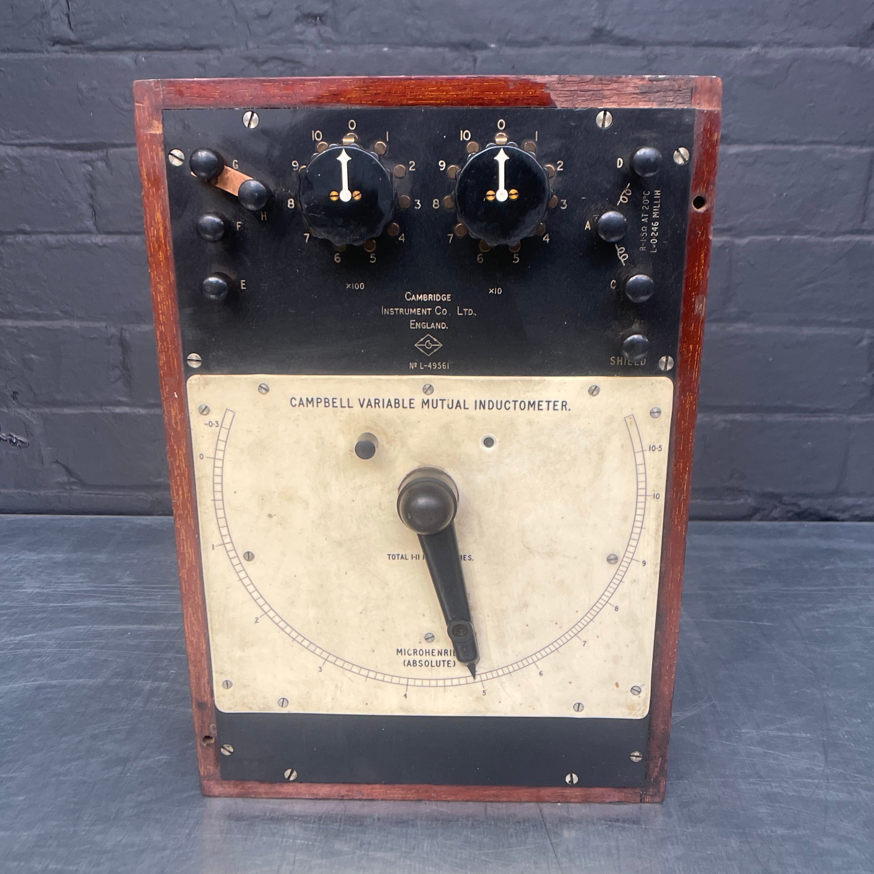 variable mutual inductometer electrical tester scientific Industrial powerhouse props prop rental hire vintage movie film set dec