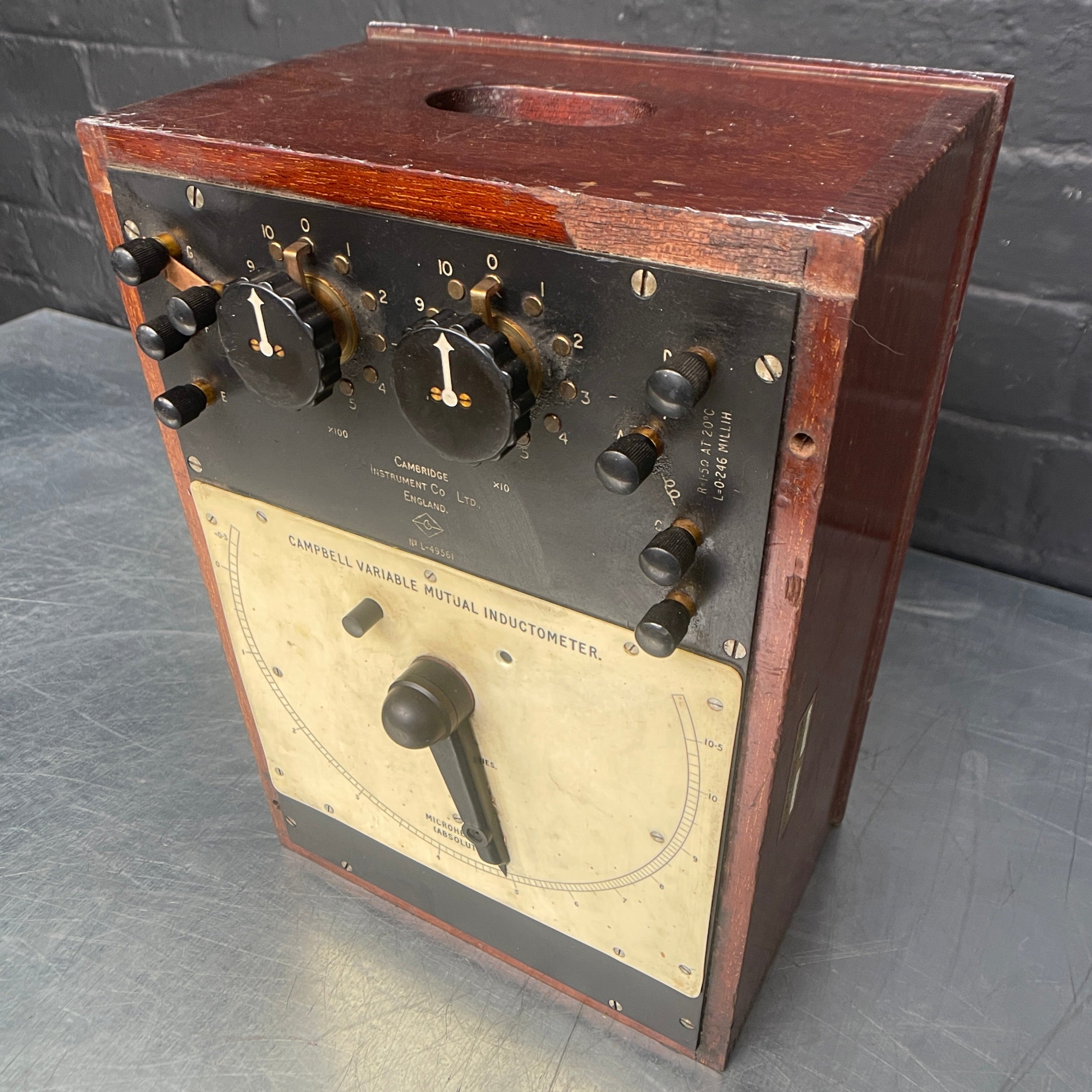 variable mutual inductometer electrical tester scientific Industrial powerhouse props prop rental hire vintage movie film set dec 1