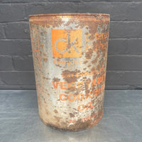 veg vegetable oil can steel metal Industrial powerhouse props prop rental hire vintage movie film set dec