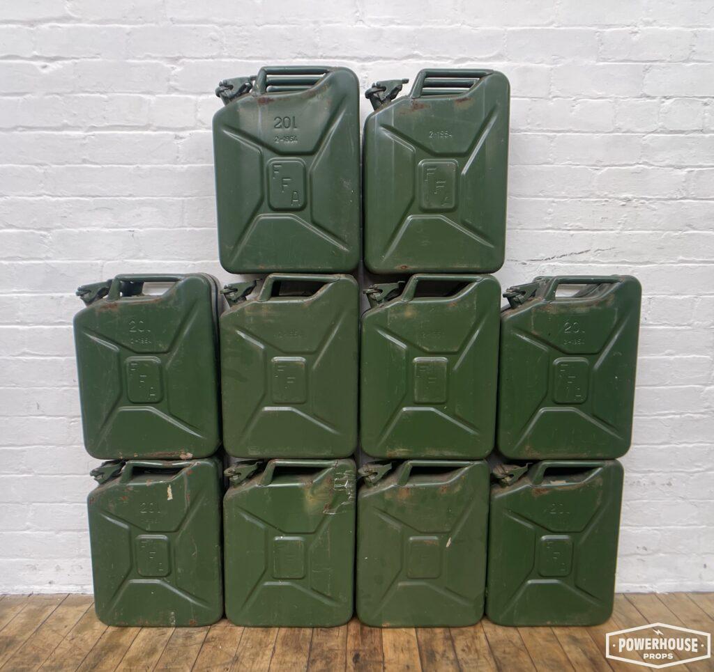 Powerhouse props industrial green NATO gerry can fuel container holders