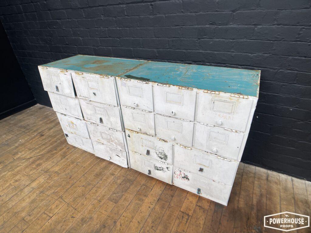 Powerhouse props vintage drawers cupboards cabinets white