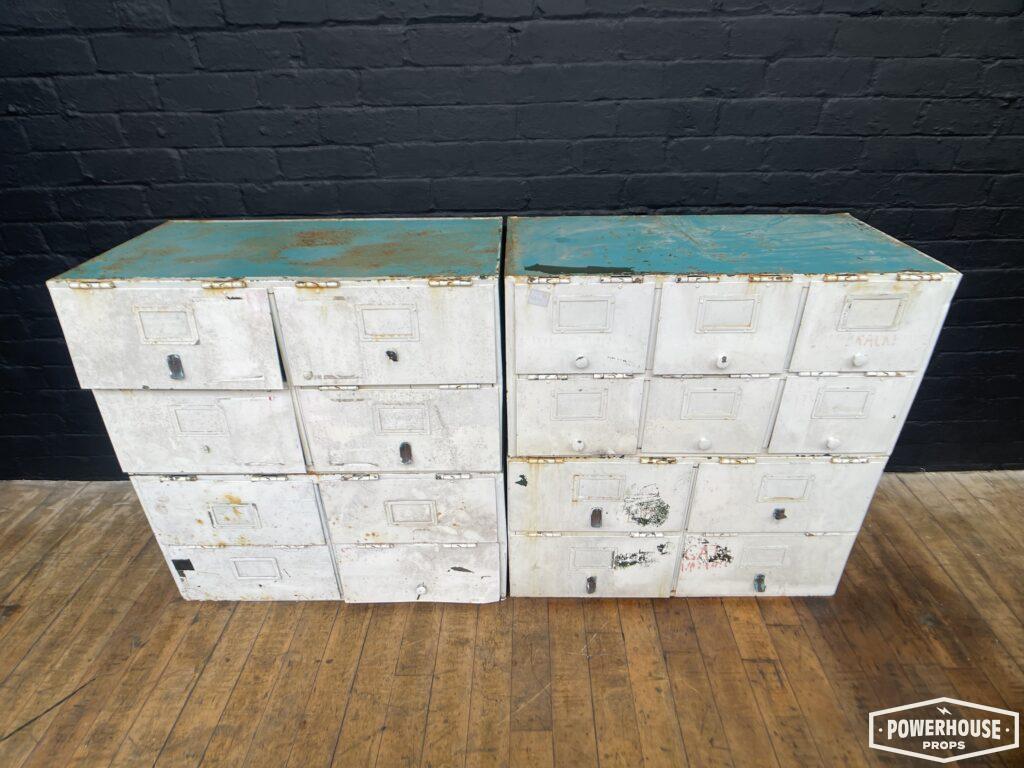 Powerhouse props vintage drawers cupboards cabinets white