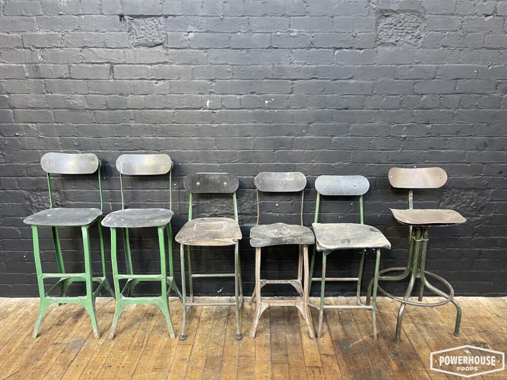 Powerhouse props vintage industrial factory draftsman workshop chairs