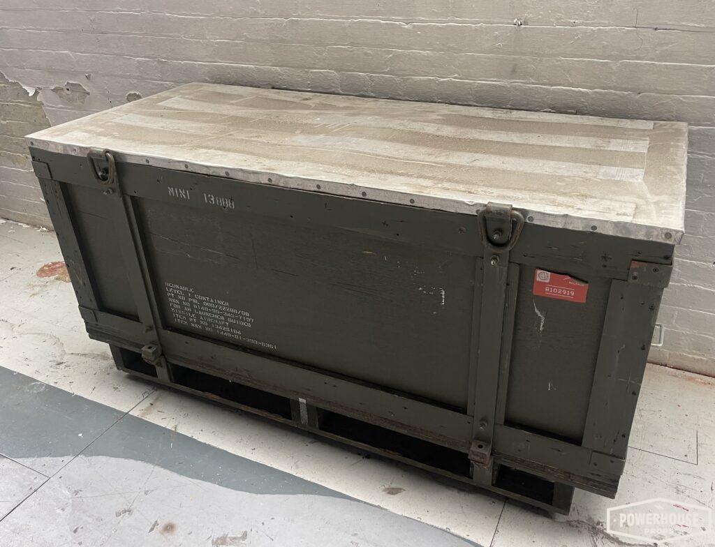 Powerhouse props vintage industrial prop ammo case crate box large lid container missile