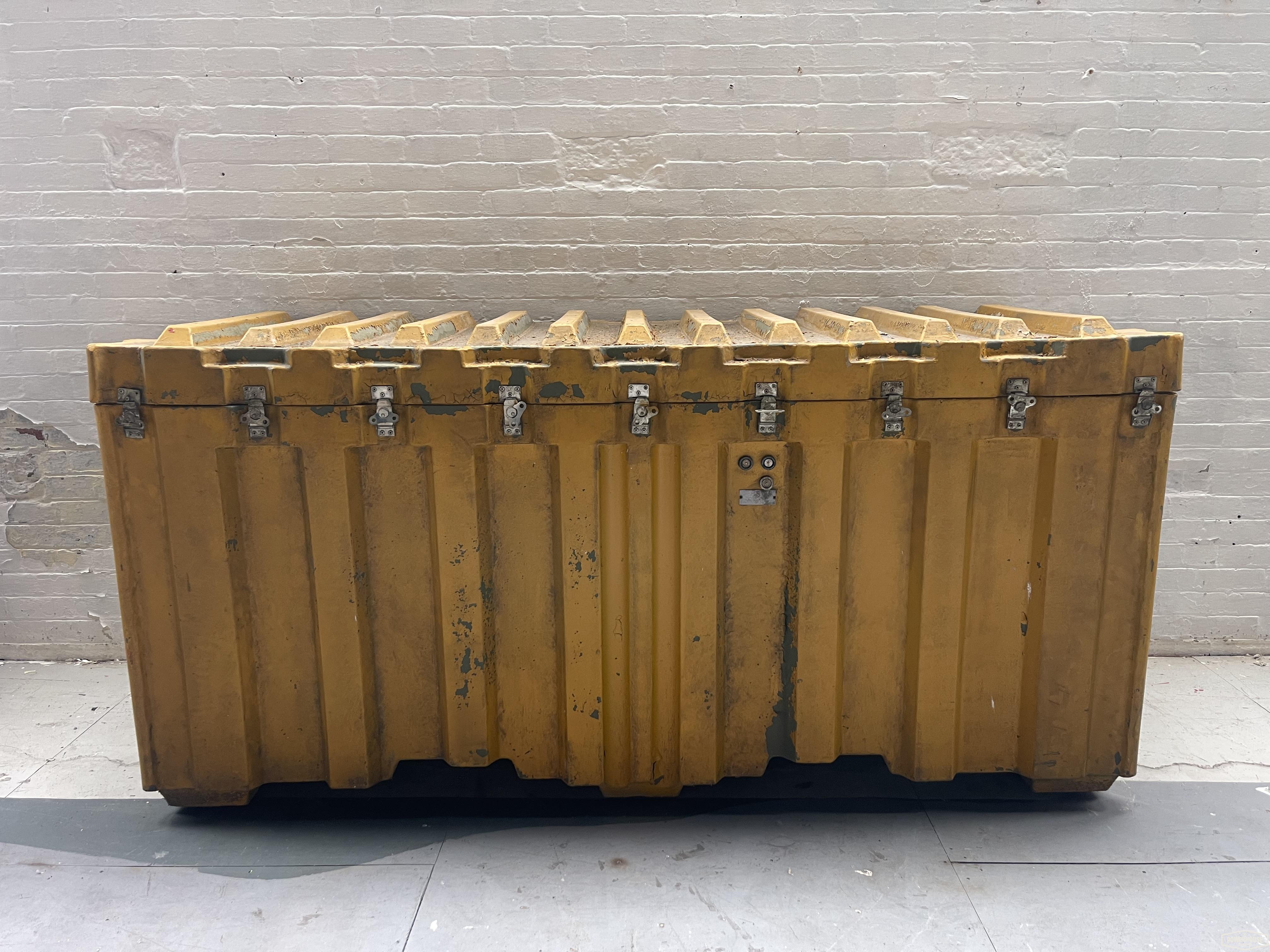 Powerhouse props vintage industrial prop ammo case crate box large yellow lid container