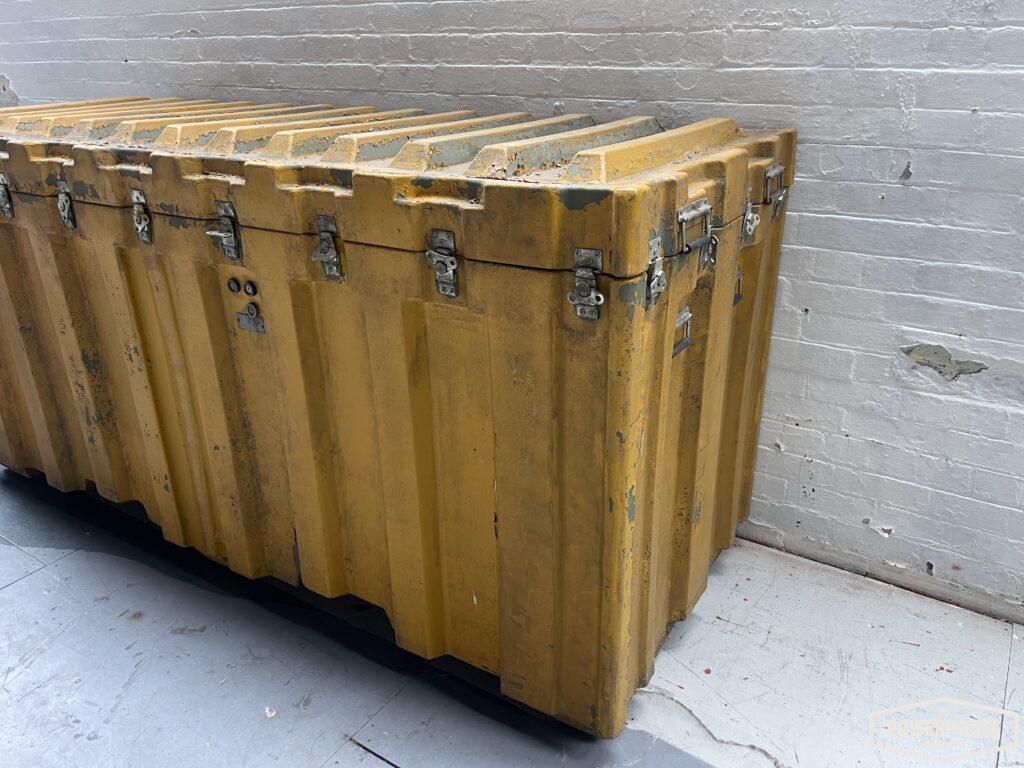 Powerhouse props vintage industrial prop ammo case crate box large yellow lid container
