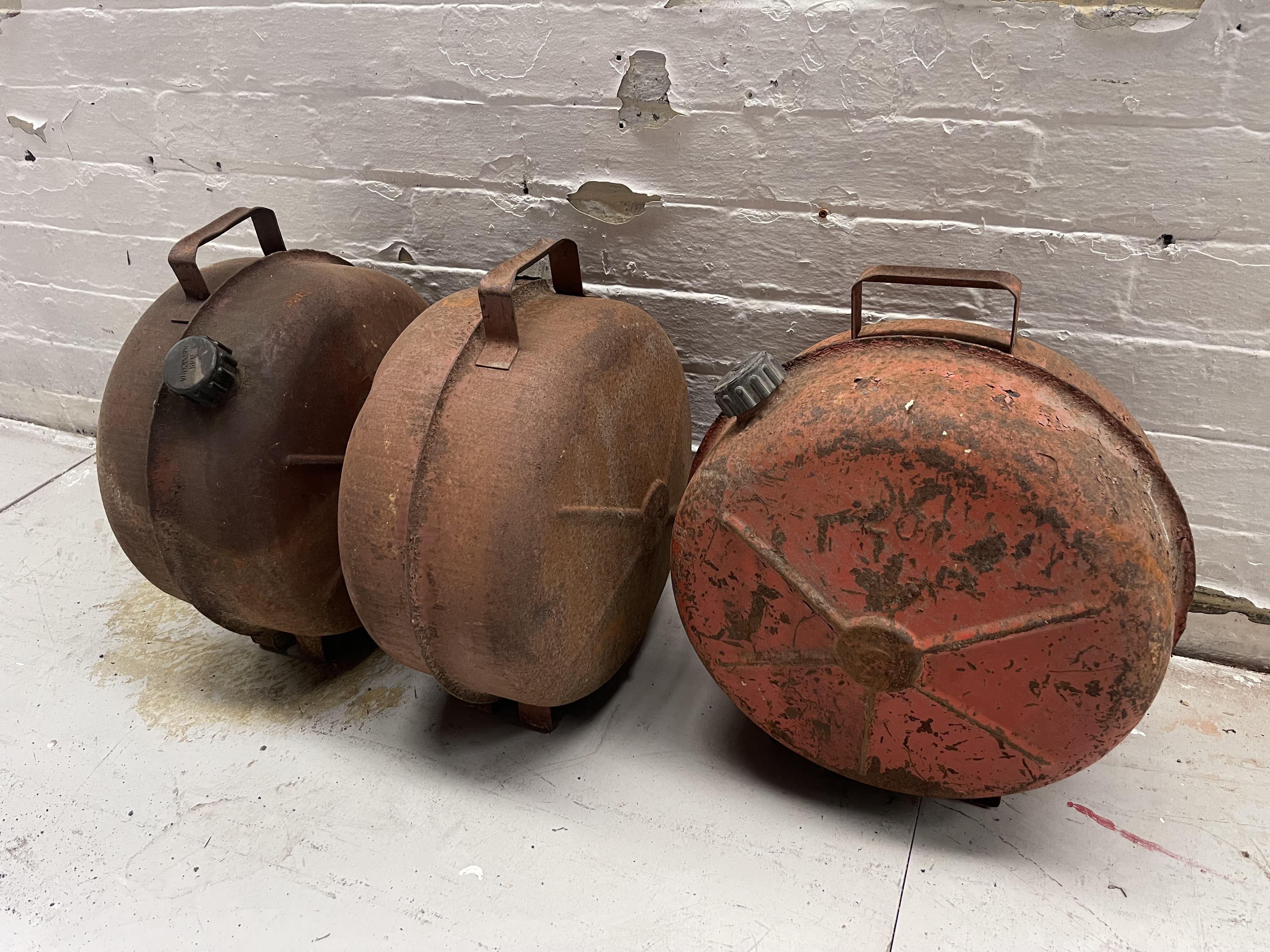 Powerhouse props vintage industrial prop fuel can oil drum metal round canister